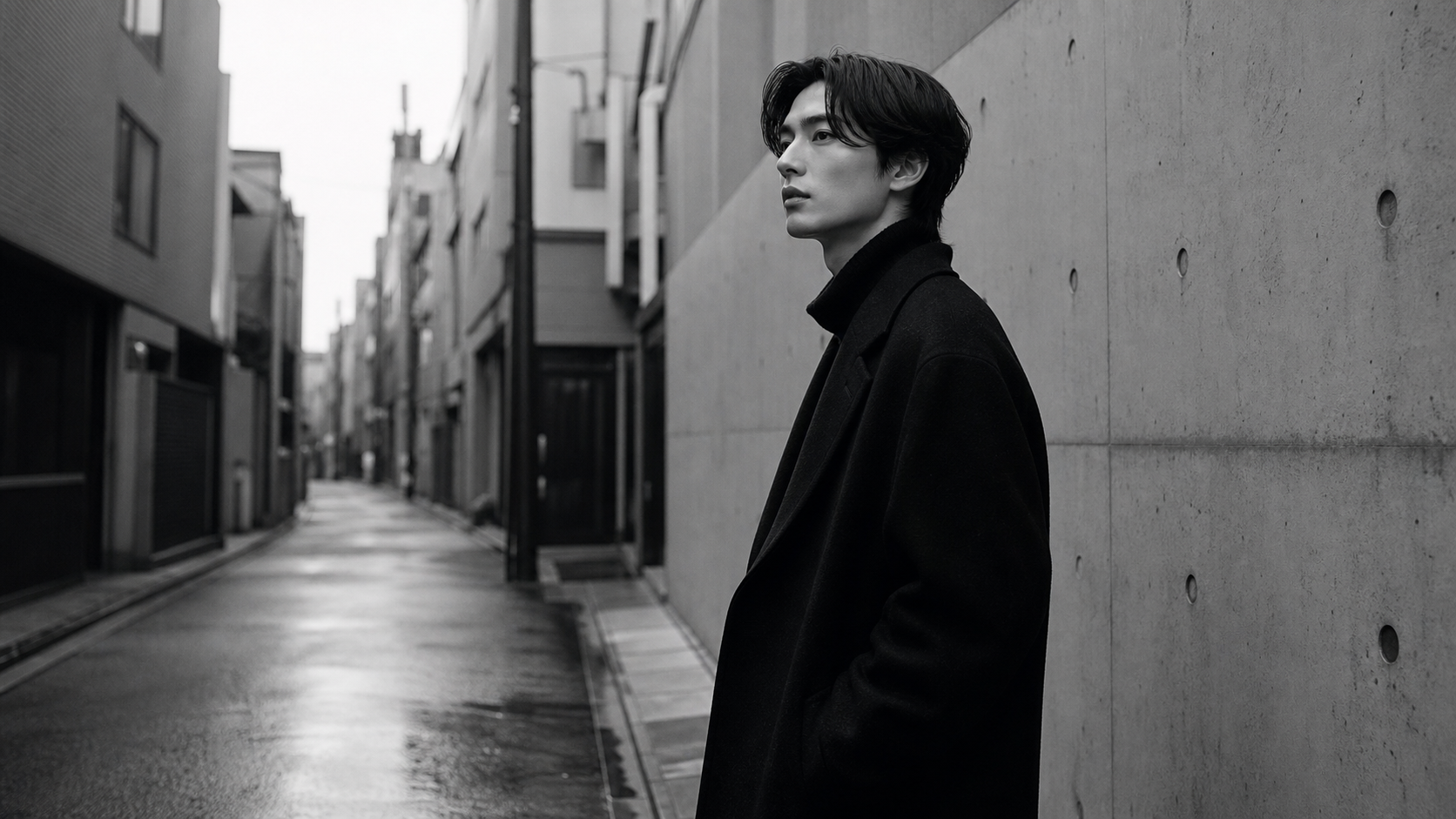Black and white Tokyo editorial portrait